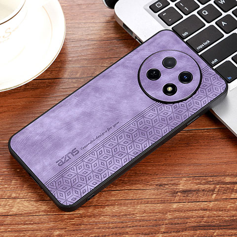 Coque Silicone Gel Motif Cuir Housse Etui YZ2 pour Huawei Nova Y91 Violet Clair