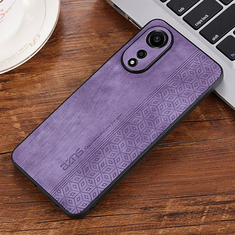 Coque Silicone Gel Motif Cuir Housse Etui YZ2 pour Oppo A78 4G Violet Clair