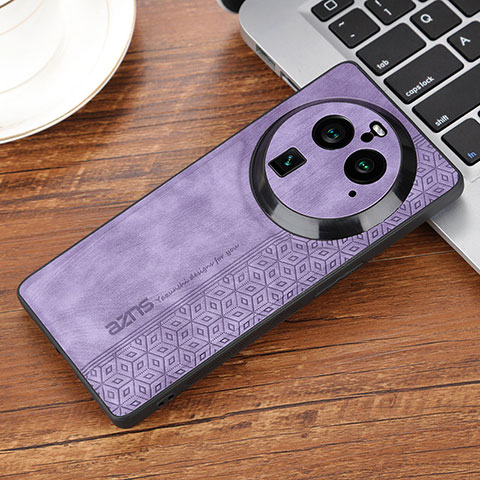 Coque Silicone Gel Motif Cuir Housse Etui YZ2 pour Oppo Find X6 Pro 5G Violet Clair