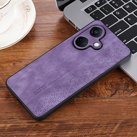 Coque Silicone Gel Motif Cuir Housse Etui YZ2 pour Oppo K11 5G Violet Clair