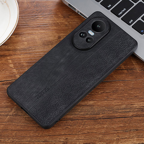 Coque Silicone Gel Motif Cuir Housse Etui YZ2 pour Oppo Reno10 Pro 5G Noir