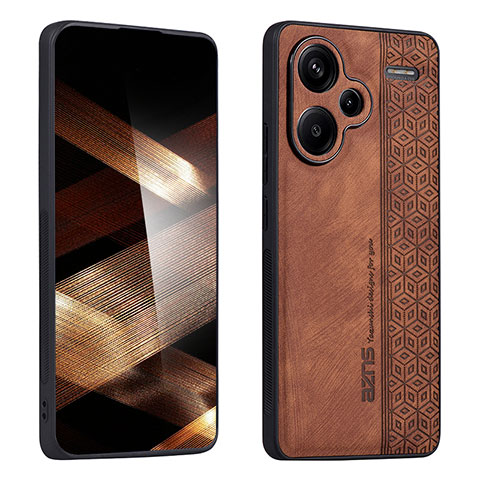 Coque Silicone Gel Motif Cuir Housse Etui YZ2 pour Xiaomi Redmi Note 13 Pro+ Plus 5G Marron