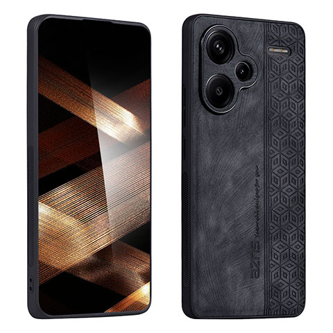 Coque Silicone Gel Motif Cuir Housse Etui YZ2 pour Xiaomi Redmi Note 13 Pro+ Plus 5G Noir