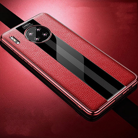 Coque Silicone Gel Motif Cuir Housse Etui Z01 pour Huawei Mate 30 5G Rouge