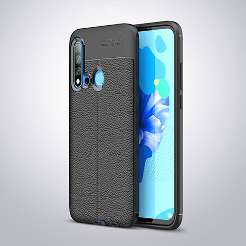 Coque Silicone Gel Motif Cuir pour Huawei Nova 5i Noir