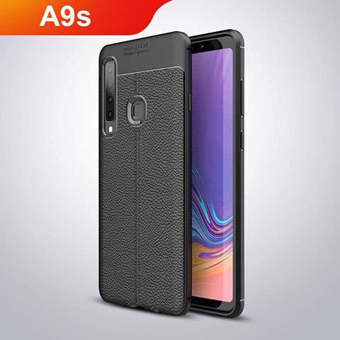 Coque Silicone Gel Motif Cuir pour Samsung Galaxy A9s Noir