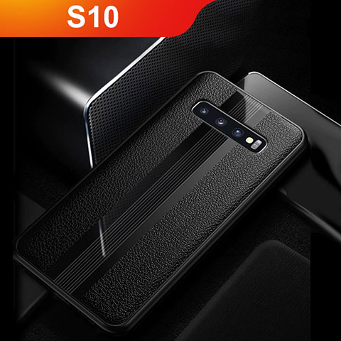 Coque Silicone Gel Motif Cuir Q01 pour Samsung Galaxy S10 5G Noir