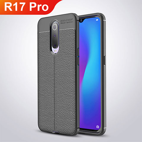 Coque Silicone Gel Motif Cuir W01 pour Oppo R17 Pro Noir