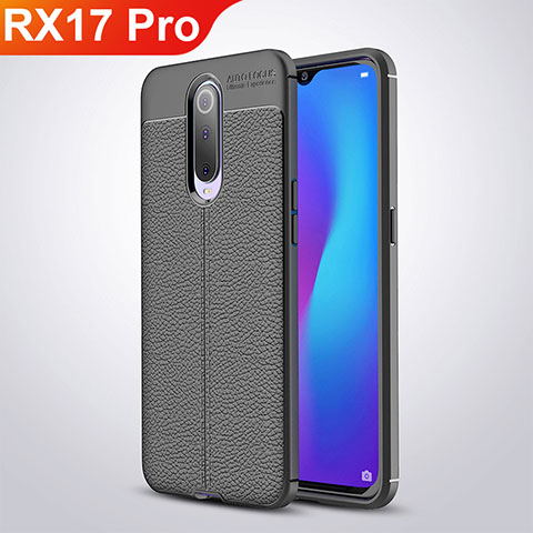 Coque Silicone Gel Motif Cuir W01 pour Oppo RX17 Pro Noir