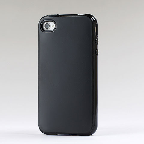 Coque Silicone Gel Souple Couleur Unie pour Apple iPhone 4 Noir