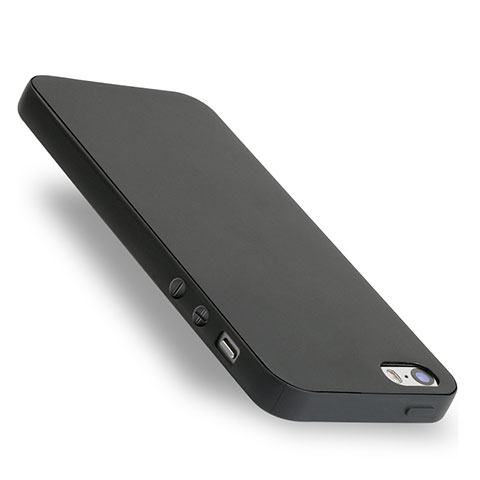 Coque Silicone Gel Souple Couleur Unie pour Apple iPhone 5 Noir