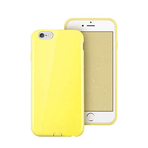 Coque Silicone Gel Souple Couleur Unie pour Apple iPhone 6 Plus Jaune