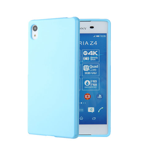 Coque Silicone Gel Souple Couleur Unie pour Sony Xperia Z3+ Plus Bleu