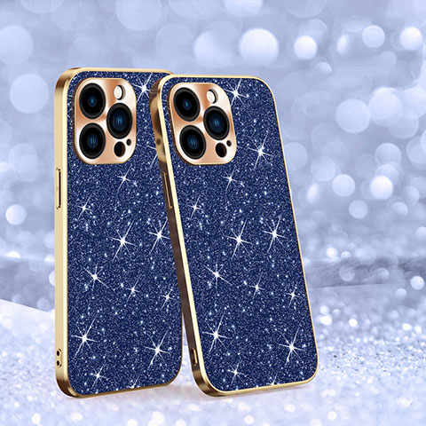 Coque Silicone Housse Etui Gel Bling-Bling AC1 pour Apple iPhone 15 Pro Max Bleu