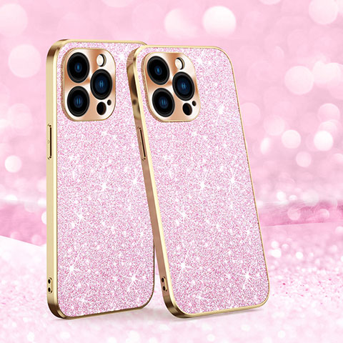 Coque Silicone Housse Etui Gel Bling-Bling AC1 pour Apple iPhone 15 Pro Max Or Rose