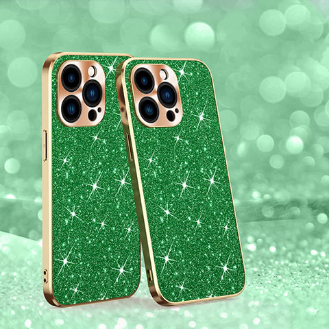Coque Silicone Housse Etui Gel Bling-Bling AC1 pour Apple iPhone 15 Pro Max Vert