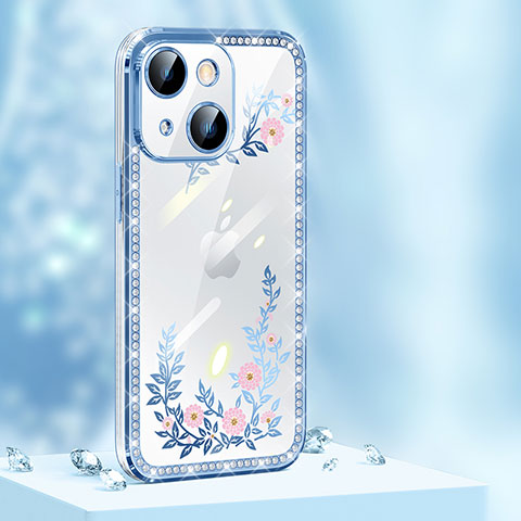 Coque Silicone Housse Etui Gel Bling-Bling AT1 pour Apple iPhone 13 Mini Bleu