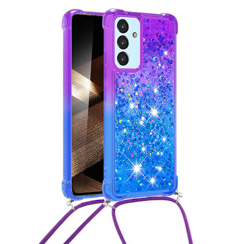 Coque Silicone Housse Etui Gel Bling-Bling avec Laniere Strap S01 pour Samsung Galaxy A15 4G Violet