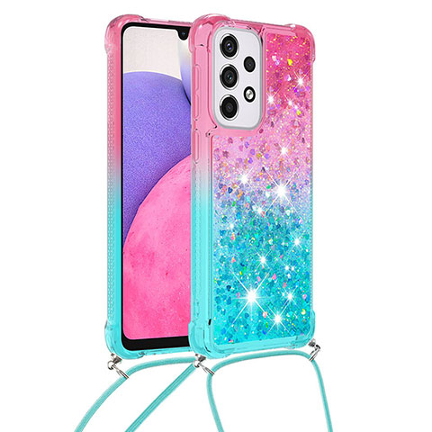 Coque Silicone Housse Etui Gel Bling-Bling avec Laniere Strap S01 pour Samsung Galaxy A33 5G Rose