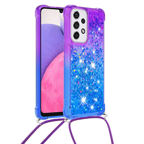 Coque Silicone Housse Etui Gel Bling-Bling avec Laniere Strap S01 pour Samsung Galaxy A33 5G Violet