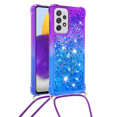 Coque Silicone Housse Etui Gel Bling-Bling avec Laniere Strap S01 pour Samsung Galaxy A73 5G Violet