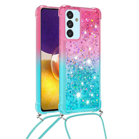 Coque Silicone Housse Etui Gel Bling-Bling avec Laniere Strap S01 pour Samsung Galaxy F54 5G Rose