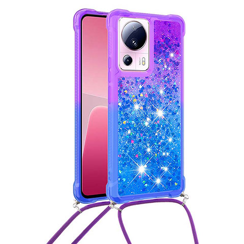 Coque Silicone Housse Etui Gel Bling-Bling avec Laniere Strap S01 pour Xiaomi Civi 2 5G Violet