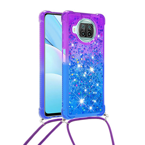 Coque Silicone Housse Etui Gel Bling-Bling avec Laniere Strap S01 pour Xiaomi Mi 10i 5G Violet