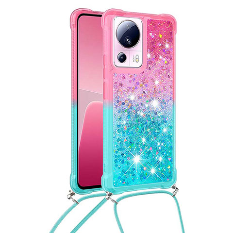 Coque Silicone Housse Etui Gel Bling-Bling avec Laniere Strap S01 pour Xiaomi Mi 12 Lite NE 5G Rose