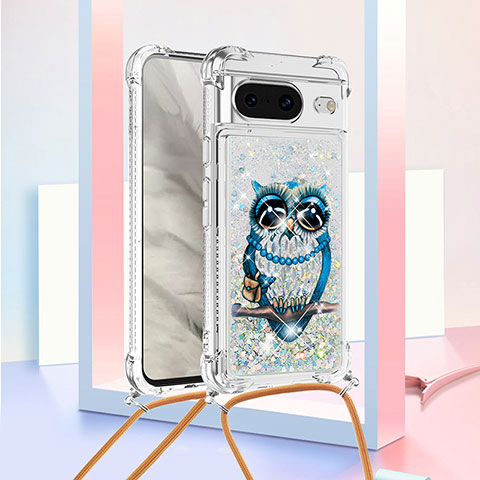 Coque Silicone Housse Etui Gel Bling-Bling avec Laniere Strap S02 pour Google Pixel 8 5G Mixte