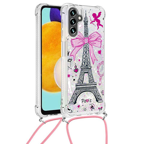 Coque Silicone Housse Etui Gel Bling-Bling avec Laniere Strap S02 pour Samsung Galaxy A13 5G Mixte