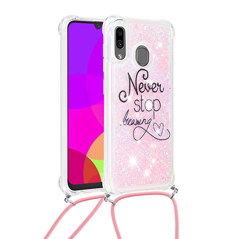 Coque Silicone Housse Etui Gel Bling-Bling avec Laniere Strap S02 pour Samsung Galaxy A30 Mixte