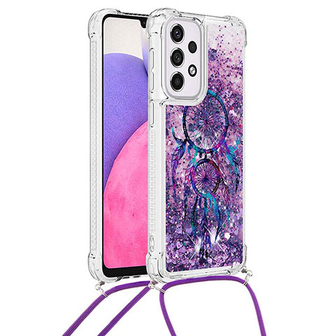 Coque Silicone Housse Etui Gel Bling-Bling avec Laniere Strap S02 pour Samsung Galaxy A33 5G Violet