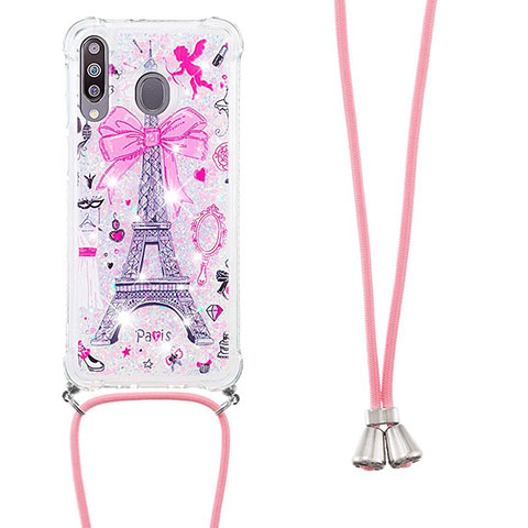 Coque Silicone Housse Etui Gel Bling-Bling avec Laniere Strap S02 pour Samsung Galaxy A40s Mixte