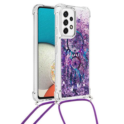 Coque Silicone Housse Etui Gel Bling-Bling avec Laniere Strap S02 pour Samsung Galaxy A53 5G Violet
