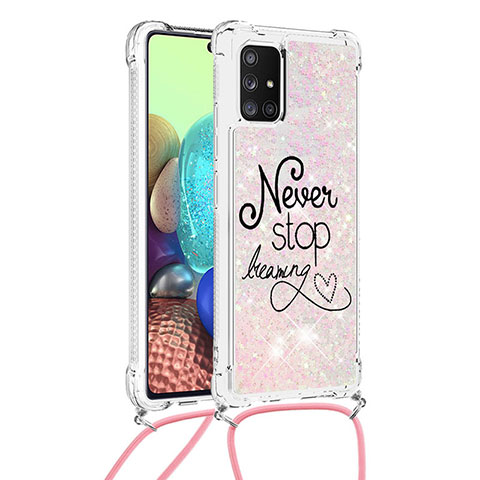 Coque Silicone Housse Etui Gel Bling-Bling avec Laniere Strap S02 pour Samsung Galaxy A71 5G Mixte