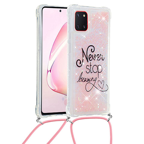 Coque Silicone Housse Etui Gel Bling-Bling avec Laniere Strap S02 pour Samsung Galaxy A81 Mixte