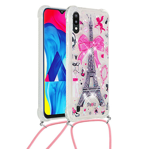 Coque Silicone Housse Etui Gel Bling-Bling avec Laniere Strap S02 pour Samsung Galaxy M10 Mixte