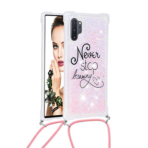 Coque Silicone Housse Etui Gel Bling-Bling avec Laniere Strap S02 pour Samsung Galaxy Note 10 Plus 5G Mixte