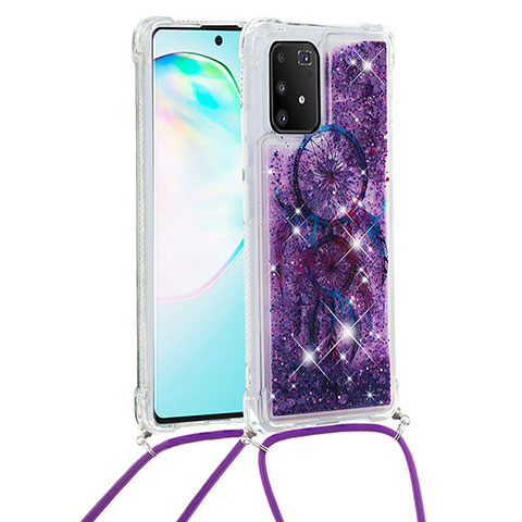 Coque Silicone Housse Etui Gel Bling-Bling avec Laniere Strap S02 pour Samsung Galaxy S10 Lite Violet