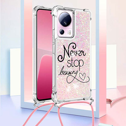 Coque Silicone Housse Etui Gel Bling-Bling avec Laniere Strap S02 pour Xiaomi Civi 2 5G Or Rose