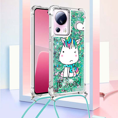 Coque Silicone Housse Etui Gel Bling-Bling avec Laniere Strap S02 pour Xiaomi Civi 2 5G Vert