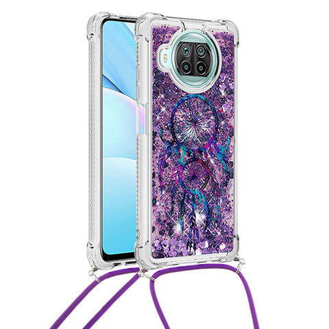 Coque Silicone Housse Etui Gel Bling-Bling avec Laniere Strap S02 pour Xiaomi Mi 10T Lite 5G Violet