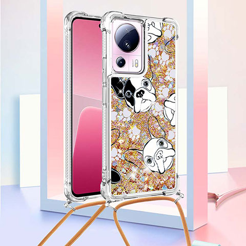 Coque Silicone Housse Etui Gel Bling-Bling avec Laniere Strap S02 pour Xiaomi Mi 12 Lite NE 5G Or