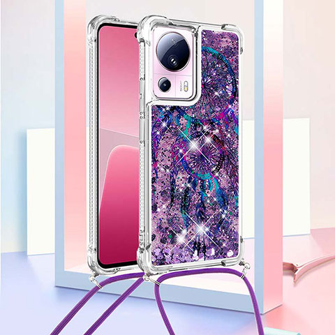 Coque Silicone Housse Etui Gel Bling-Bling avec Laniere Strap S02 pour Xiaomi Mi 12 Lite NE 5G Violet