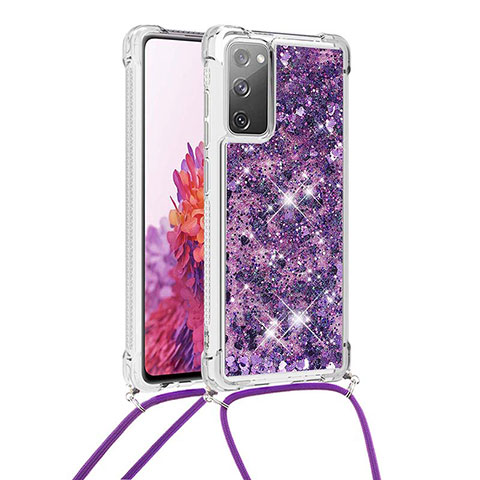 Coque Silicone Housse Etui Gel Bling-Bling avec Laniere Strap S03 pour Samsung Galaxy S20 FE (2022) 5G Violet