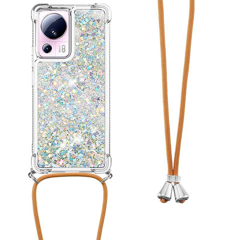 Coque Silicone Housse Etui Gel Bling-Bling avec Laniere Strap S03 pour Xiaomi Civi 2 5G Argent