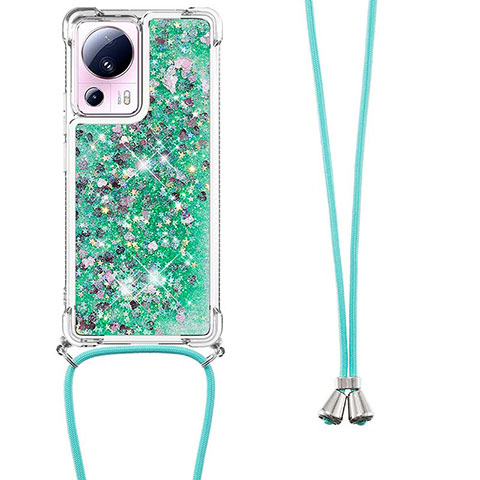 Coque Silicone Housse Etui Gel Bling-Bling avec Laniere Strap S03 pour Xiaomi Mi 12 Lite NE 5G Vert