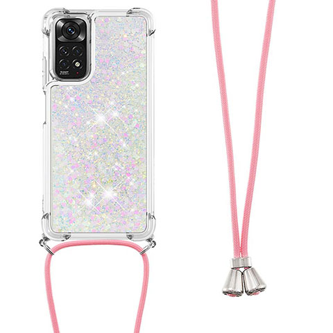 Coque Silicone Housse Etui Gel Bling-Bling avec Laniere Strap YB1 pour Xiaomi Redmi Note 11 4G (2022) Rose