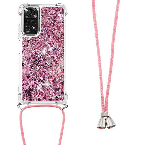 Coque Silicone Housse Etui Gel Bling-Bling avec Laniere Strap YB1 pour Xiaomi Redmi Note 11 4G (2022) Violet Clair